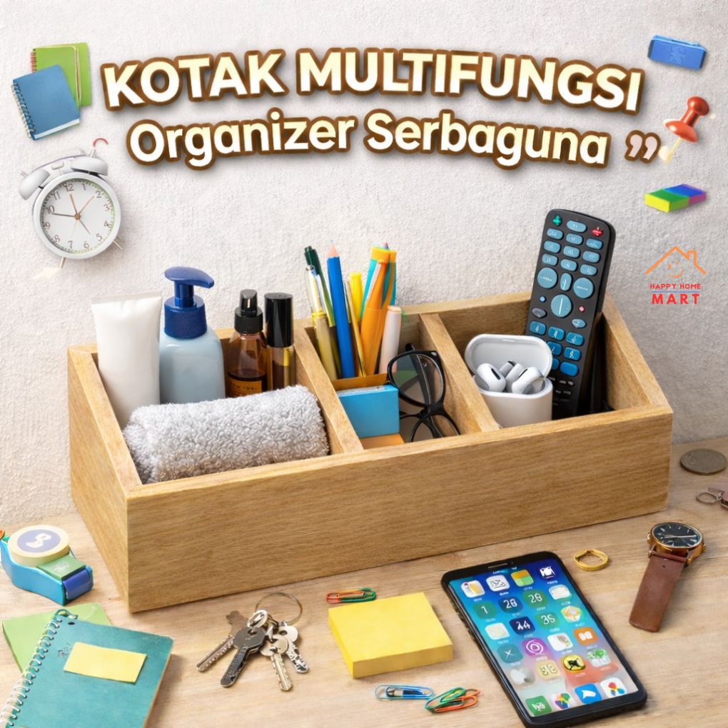 Jual Kotak Organizer Kayu 3 Sekat Multifungsi Wooden Storage Kayu ...