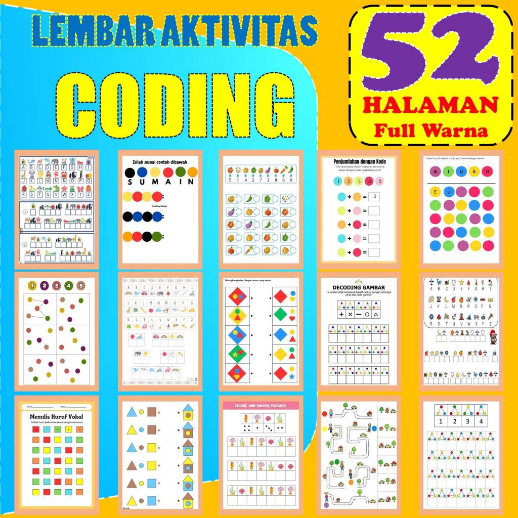Jual 52 Halaman Kertas Aktivitas Koding Coding Anak 2-12 Tahun ...