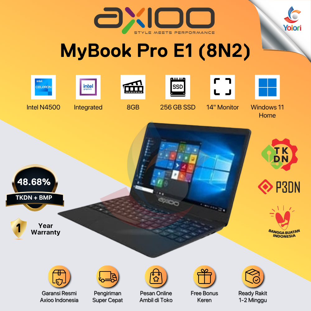 Jual Axioo MyBook Pro E1 (8N2) Laptop N4500 8GB RAM 256GB SSD 14 Inch ...
