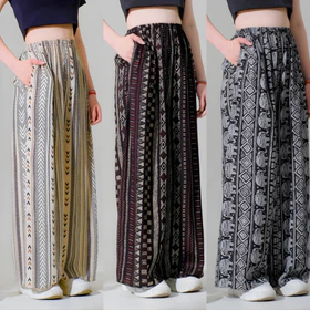 Celana Kulot Wanita Hommy Motif Rayon Viscos Adem Jatuh Muat BB 30–80kg (M–XXL) Nyaman Dipakai