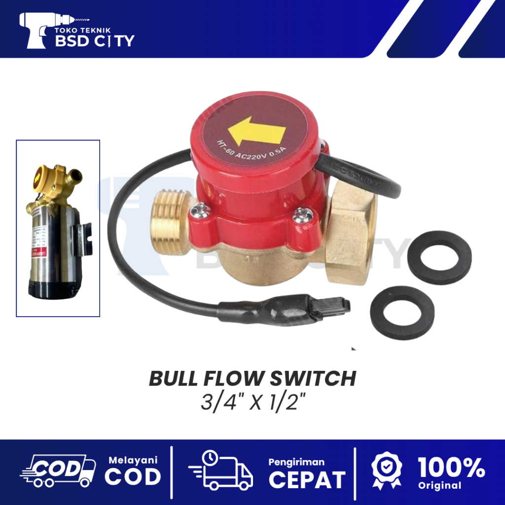 Jual BULL Flow Switch 1/2 Inch Saklar Otomatis Pompa Air Booster Water ...