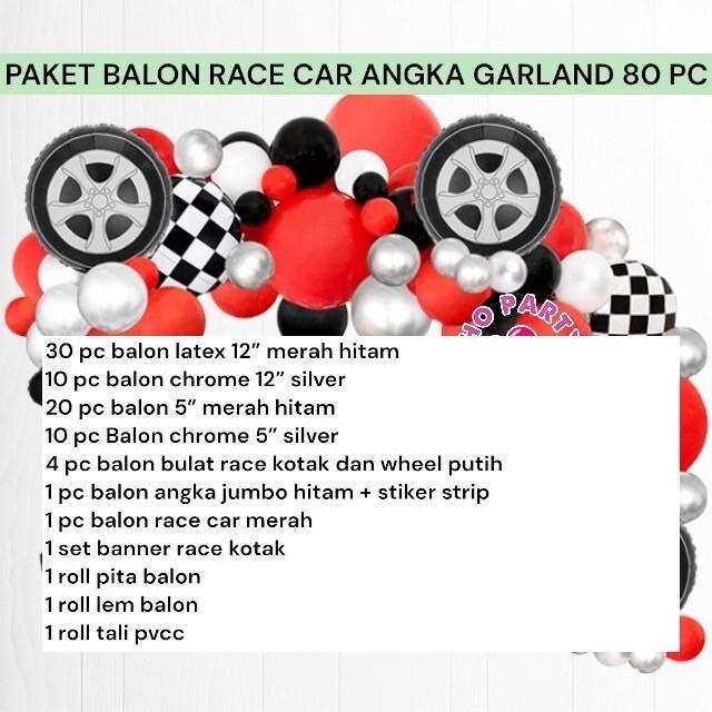 Jual Paket Balon RACE CAR ANGKA GARLAND 80 PC / Dekorasi Ulang Tahun ...