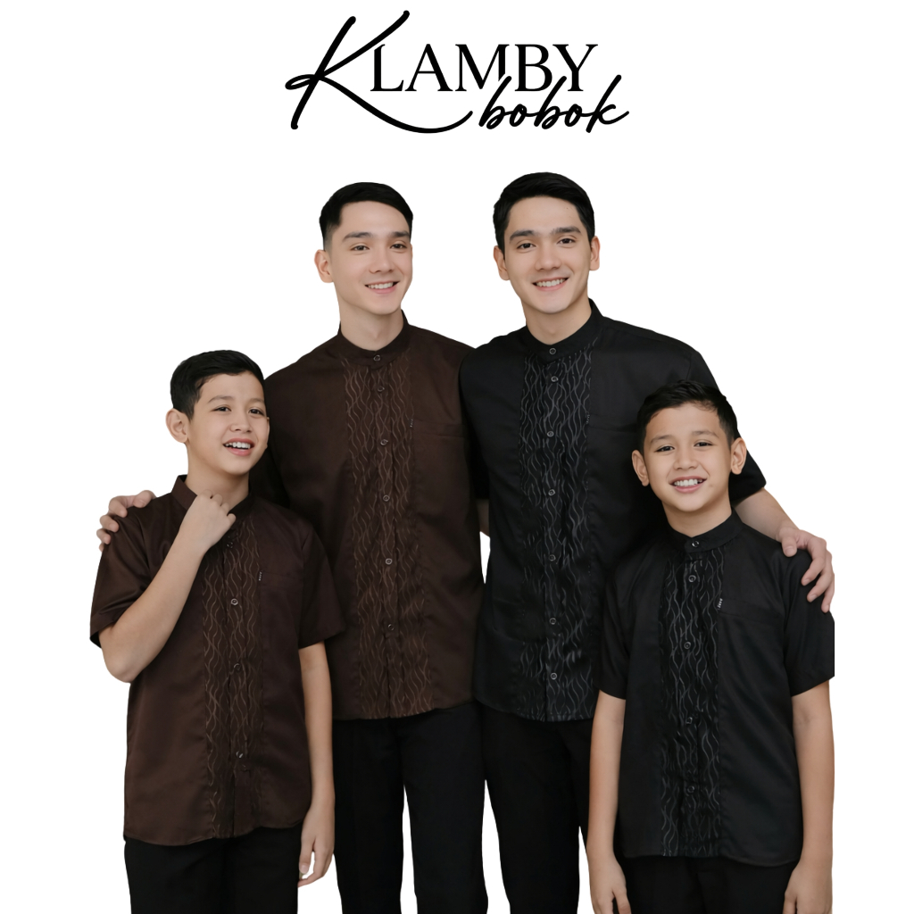 Klamby bobok - Baju Koko Embos Pria Kurta Dewasa Couple Ayah dan Anak Lengan Pendek
