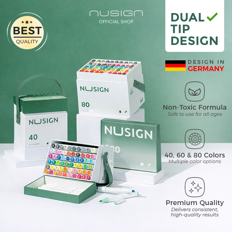 Jual Nusign Sketch Marker / Spidol Sketsa Dual Tip 40/60/80 Warna Non ...