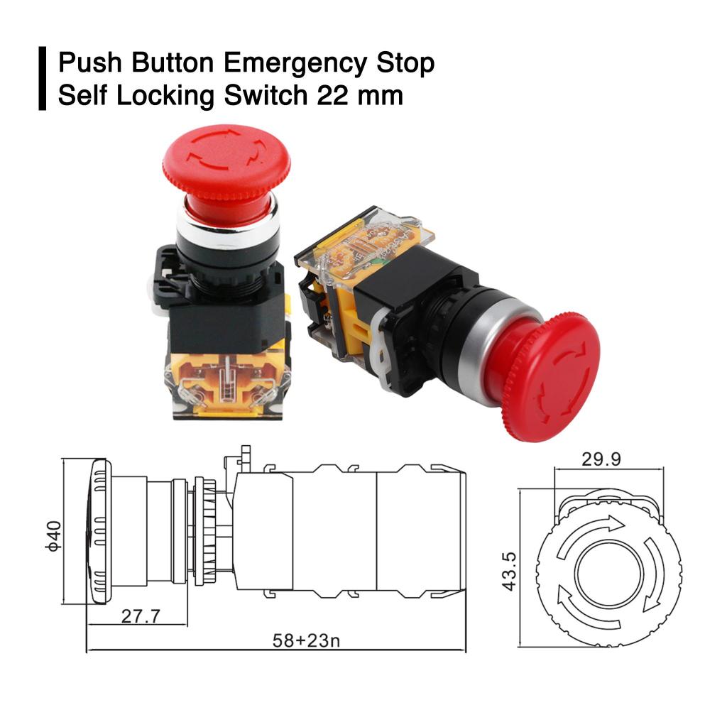 Jual Push Button Emergency Stop Self Locking Switch 22 mm Saklar ...