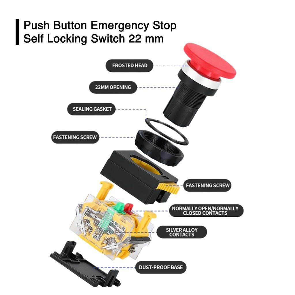 Jual Push Button Emergency Stop Self Locking Switch 22 mm Saklar ...