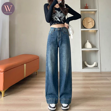 Celana Highwaist Jeans Wanita Celana Jeans Panjang Wanita Celana Kulot Straight Celana Jeans