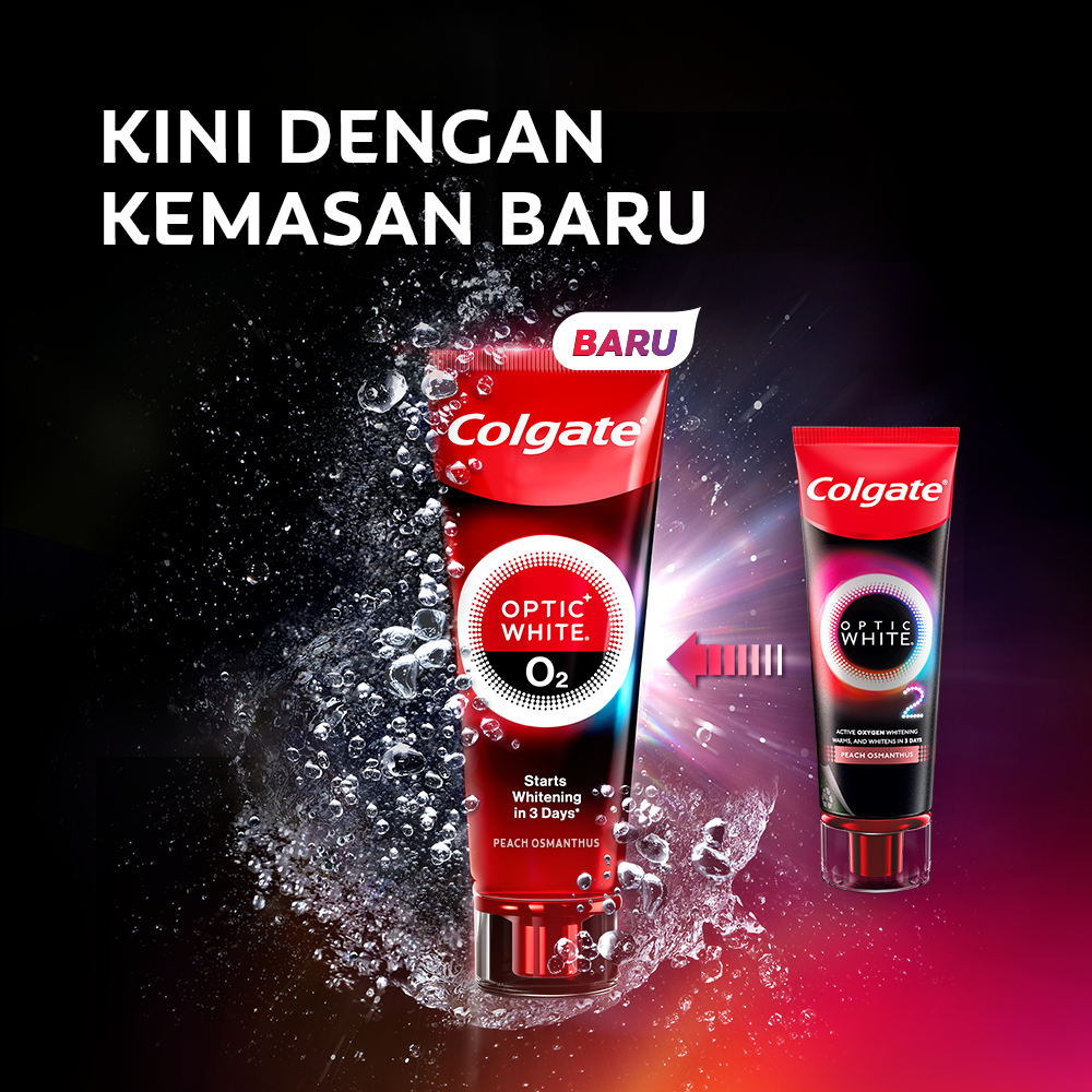 Colgate Optic White O2 85g Peach Osmanthus - Pasta Gigi Putih Alami (Whitening Toothpaste)
