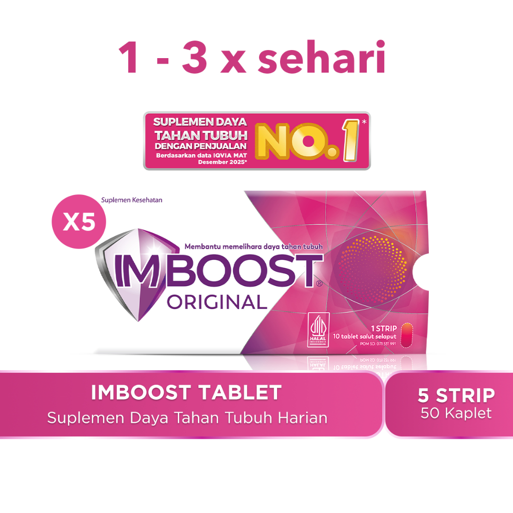 Imboost Suplemen Daya Tahan Tubuh/Terbuat Dari Bahan Herbal 5 Strip @10 Tablet