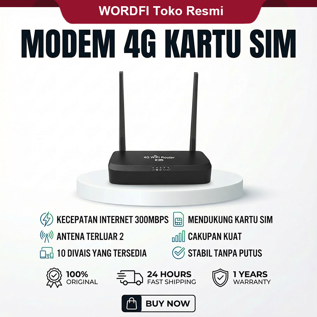 Toko Resmi WORDFI 500Mbps Modem | Router Kartu SIM | Mendukung Enkripsi Jaringan