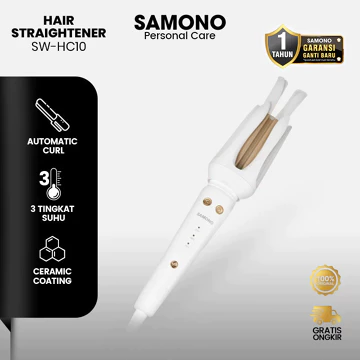 SAMONO Catokan Curly Automatic Keramik Catokan Rambut Catok Rambut 32mm 3 Suhu Low Watt Auto