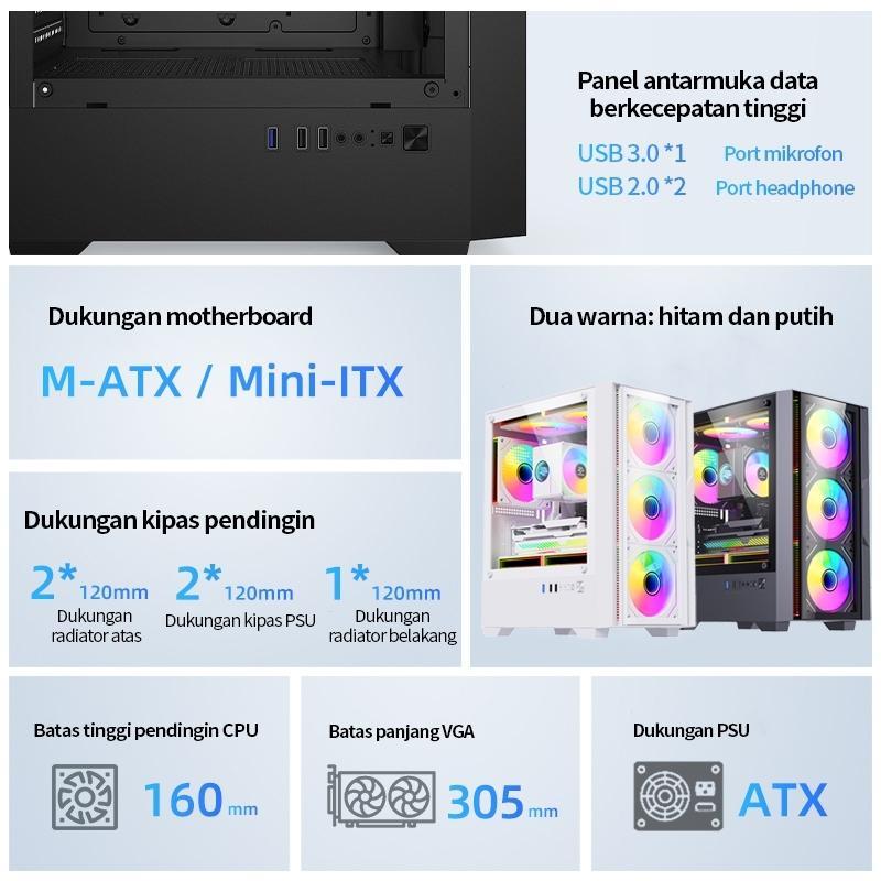 Jual Mechanic Master PC Case Tempered Glass Mini MATX/ITX komputer ...