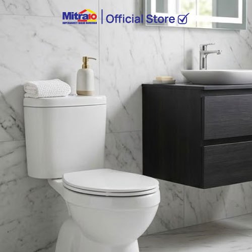 Kloset Toilet WC Duduk Dua Bagian Tidy 008S Putih  - Closet Aman & Bergaransi [INCLUDE PACKING KAYU]