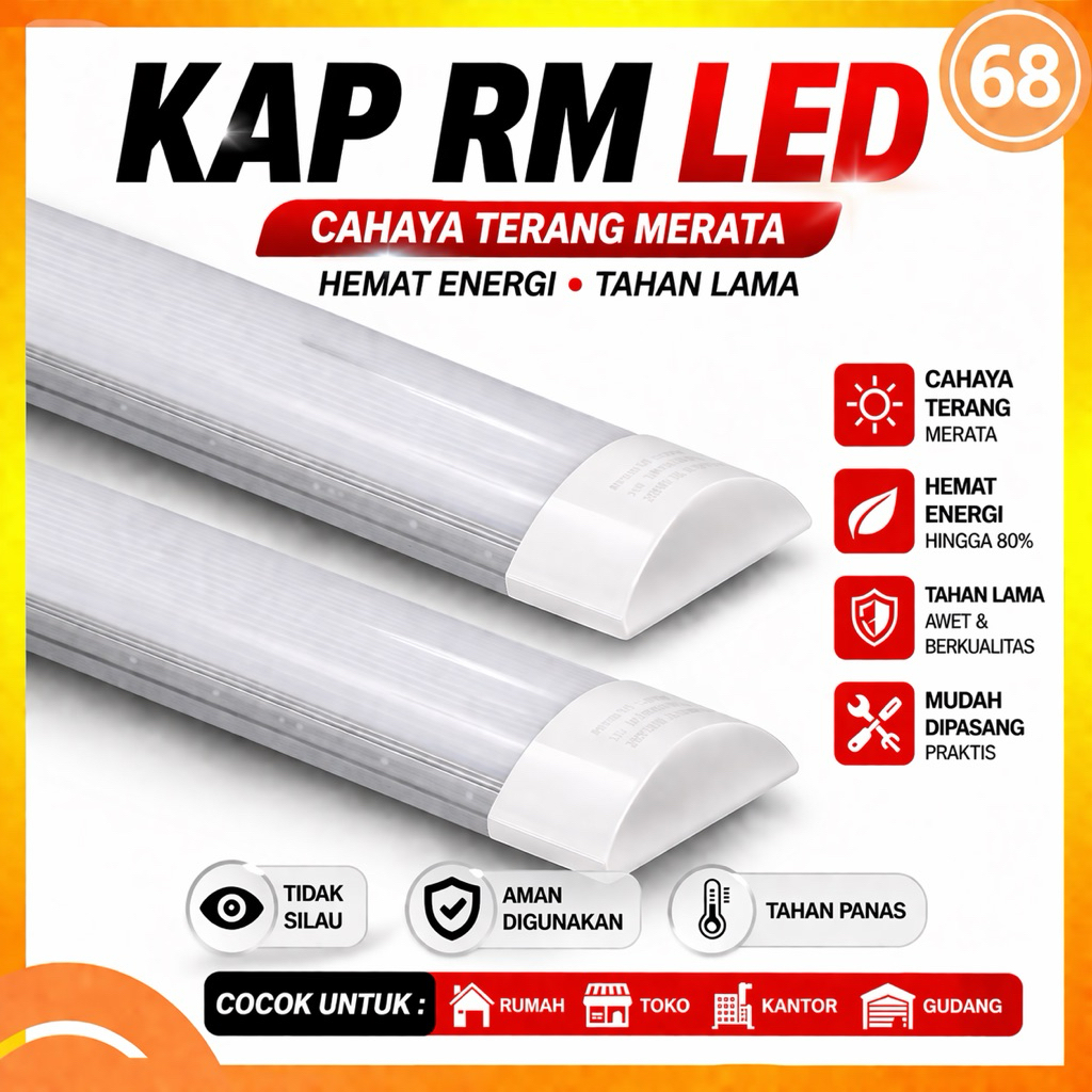 Jual Lampu Kap TL RM LED 18 / 36 Watt / Lampu Kap RM LED 18W 36W LED TL ...
