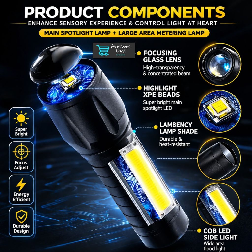 Jual PG Senter 517 LED HITAM USB Isi Ulang Lampu Lampu Portabel Mini ...