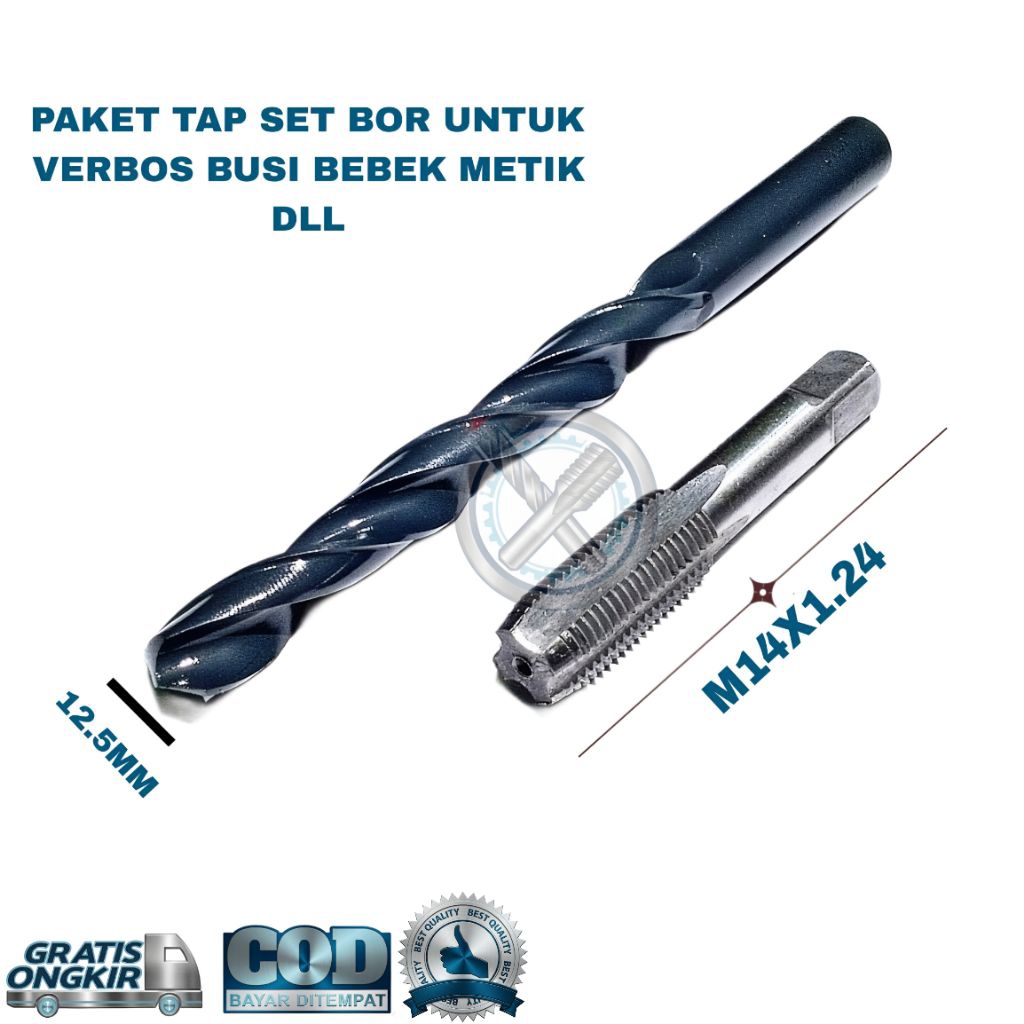 Jual paket tap m14x1.25 set mata bor tinggal pakai cocok untuk verbosan ...
