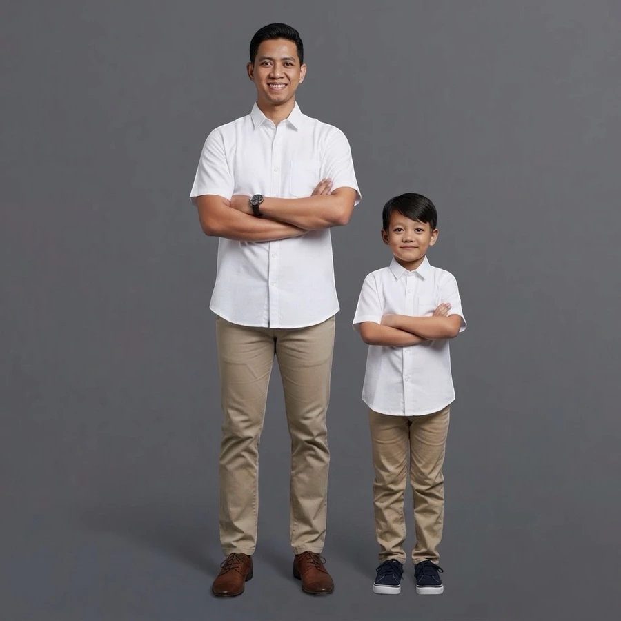 Kemeja Pria Dewasa dan Anak Couple Bahan Katun