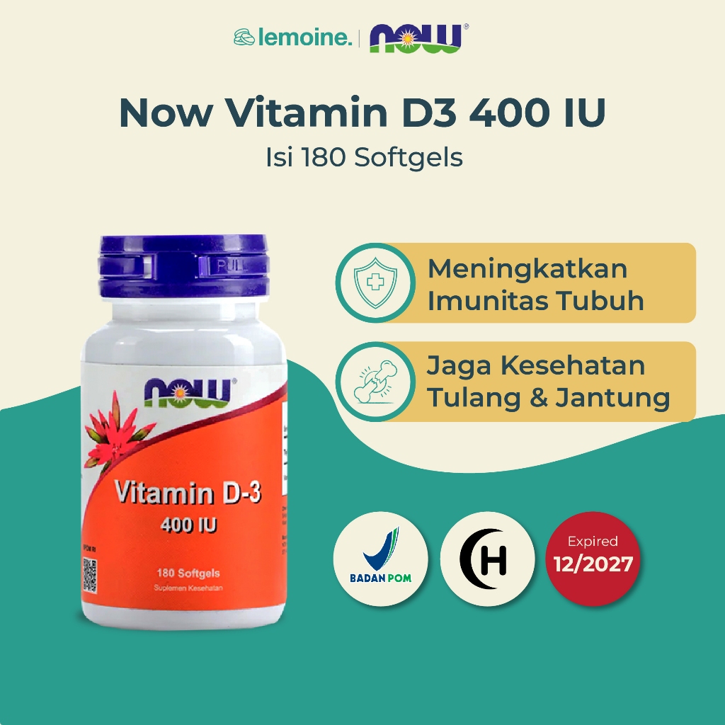 Jual Now Vitamin D3 400 IU 180 Softgels By Lemoine - Suplemen Vitamin ...