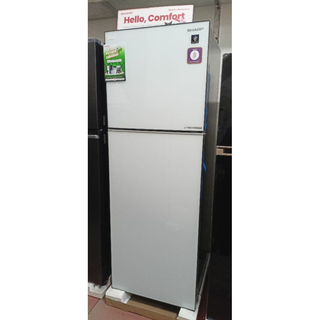 Jual kulkas sharp sj-456gi-gw 2 pintu magic note shine glass door white ...