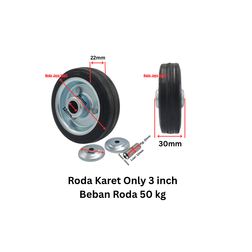 Jual Roda karet only semua tipe (3 inch, 4 inch, 5 inch, 6 inch, 8 inch ...