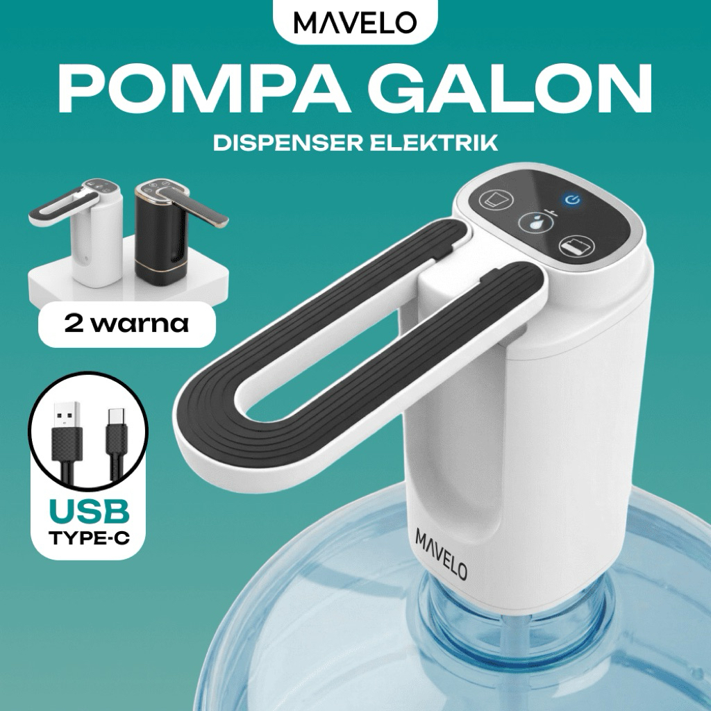 MAVELO Pompa Air Galon Dispenser Elektrik USB Type C 3 Mode foto 1
