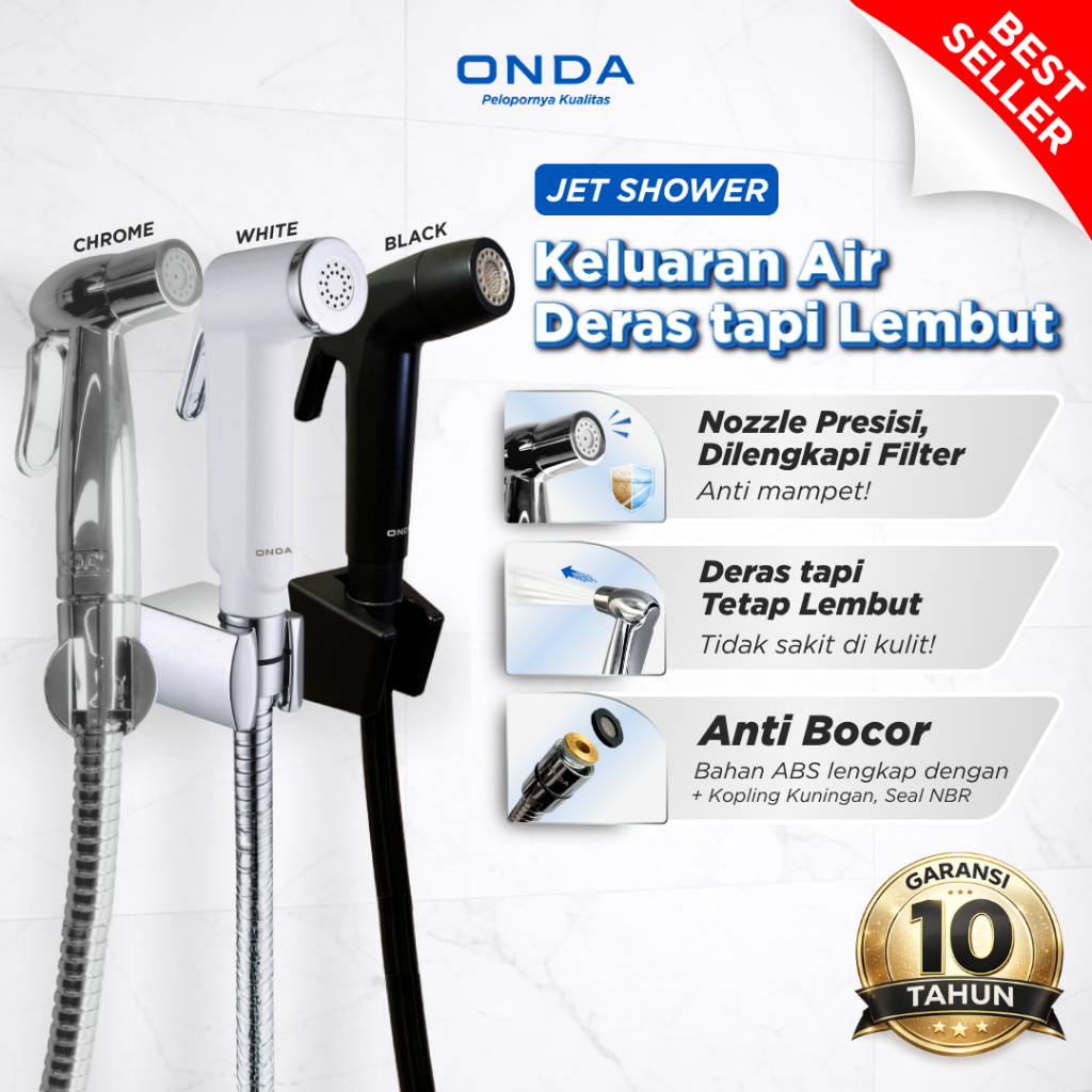 ONDA Jet Shower Closet Bidet Spray Toilet Semprotan Kloset WC S 88 Chrome S 22 Black S 21 White