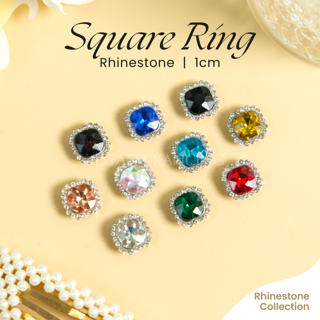 Jual Square Ring Rhinestone 10mm Claw Grade A Kaca Glass Anti Karat ...