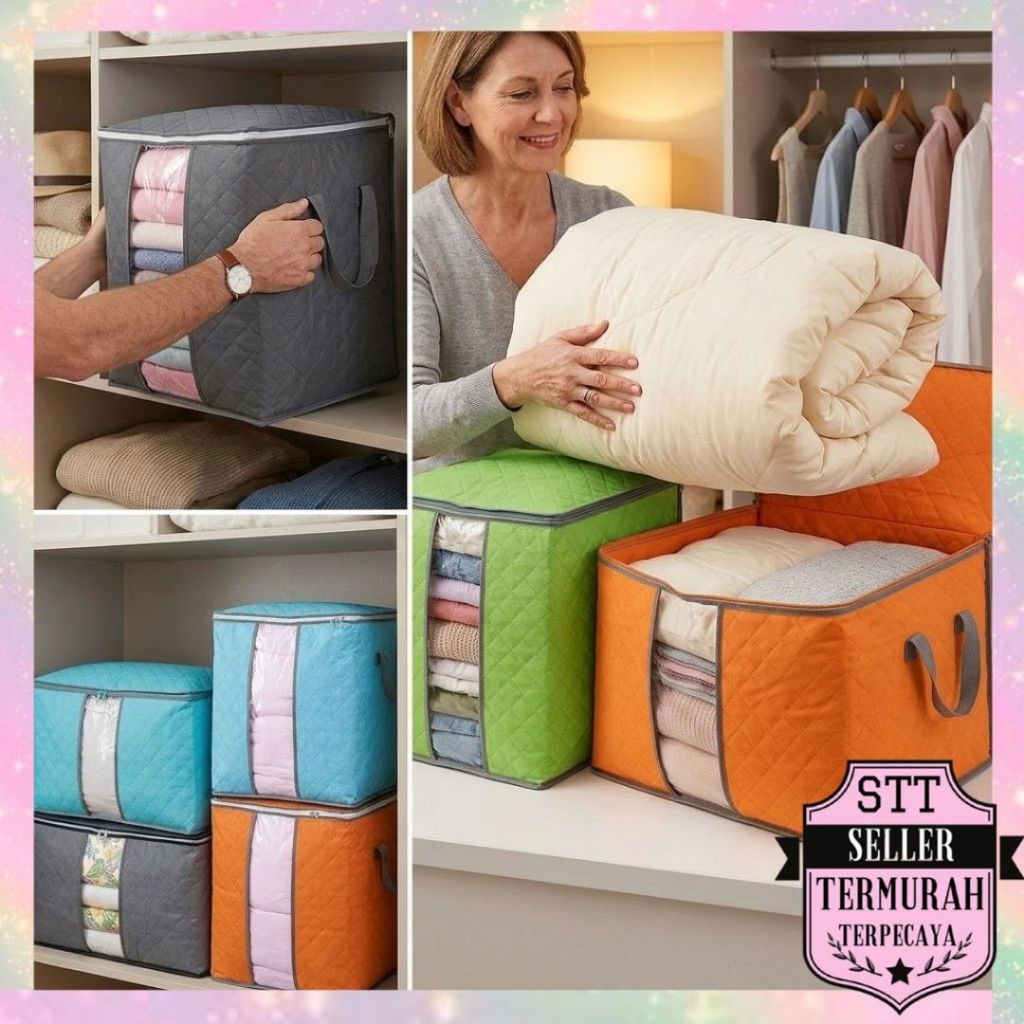 Jual STT Tempat Penyimpanan Bed Cover Jumbo Bamboo Storage Box ...