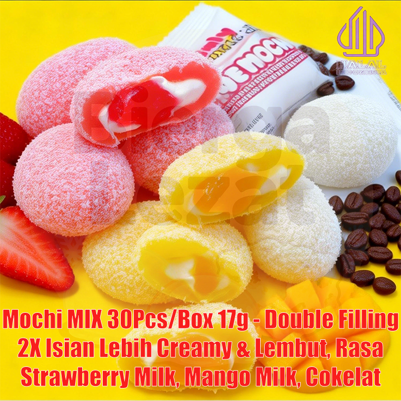 Jual Mochi MIX 30Pcs/Box 17g - Kue Mochi Halal BPOM, Double Filling 2X ...