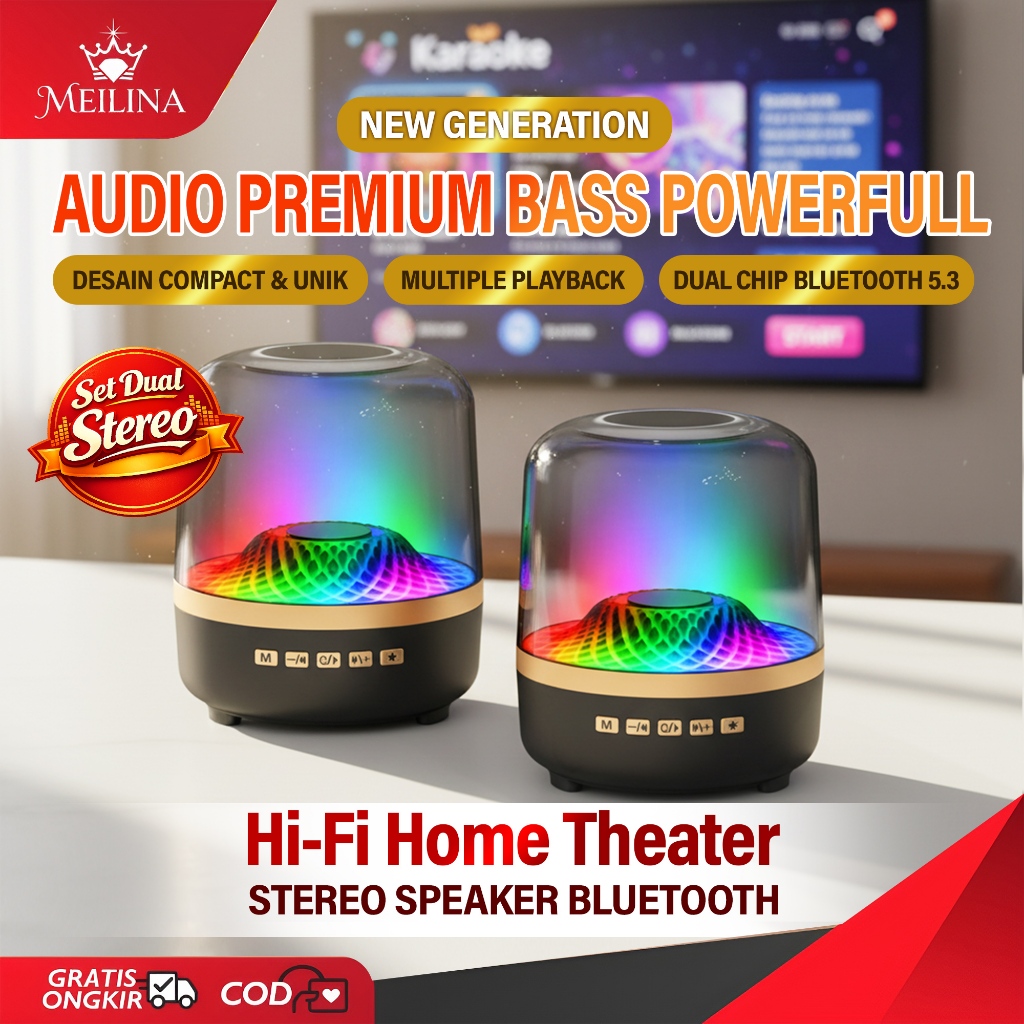 Jual MEILINA Speaker Hi-Fi Home Theater Speaker Set Dual Stereo ...