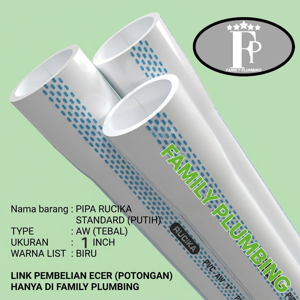Jual PIPA PVC 1 INCH RUCIKA STANDARD AW PIPE PIPA PARALON PRALON PVC ...