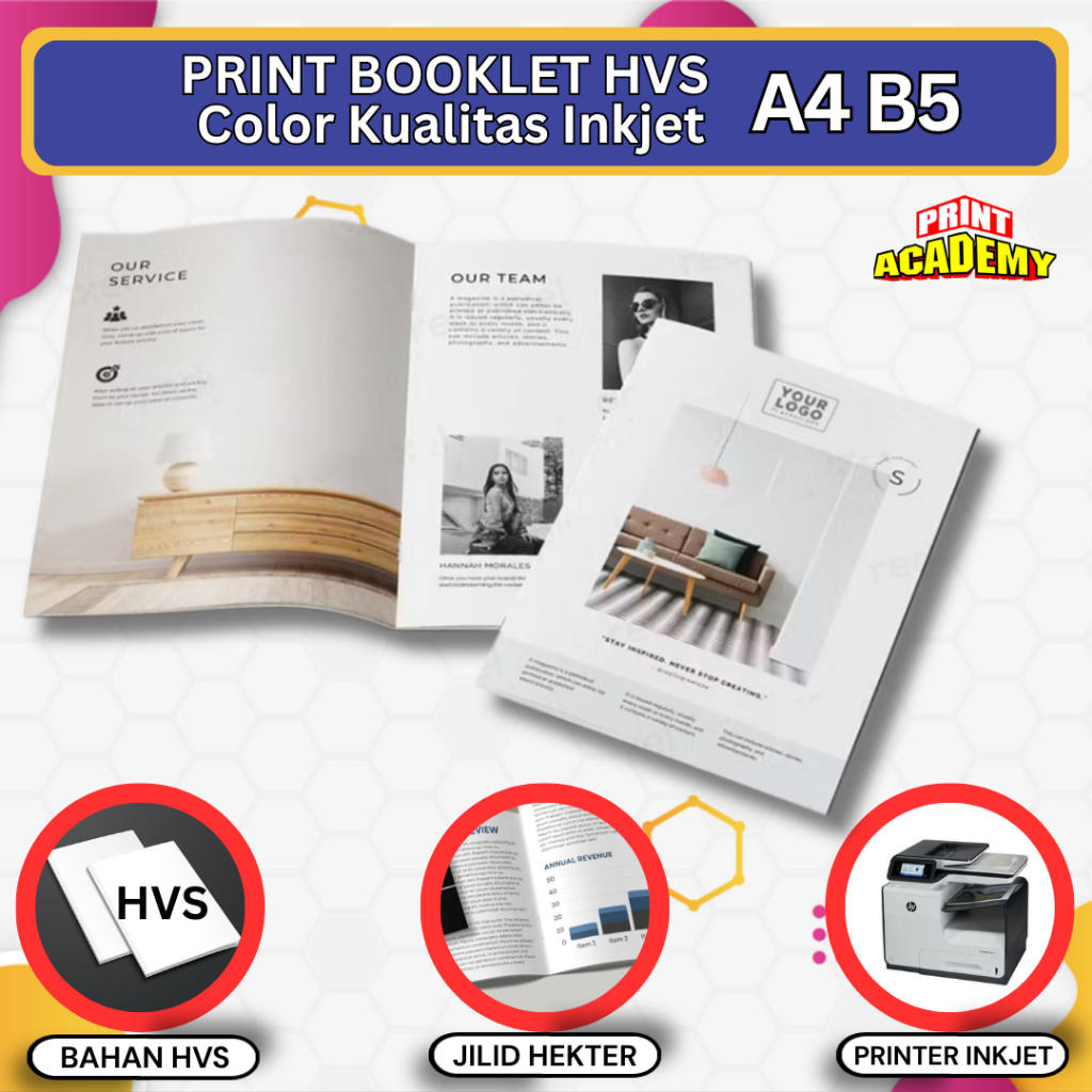 Jual CETAK BOOKLET / PRINT BOOKLET FULL COLOR HVS KUALITAS INKJET A4 B5 ...