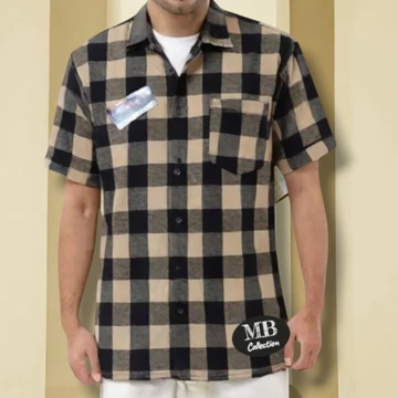 Kemeja Flanel Lengan Pendek Pria Dewasa Kualitas M XXXL