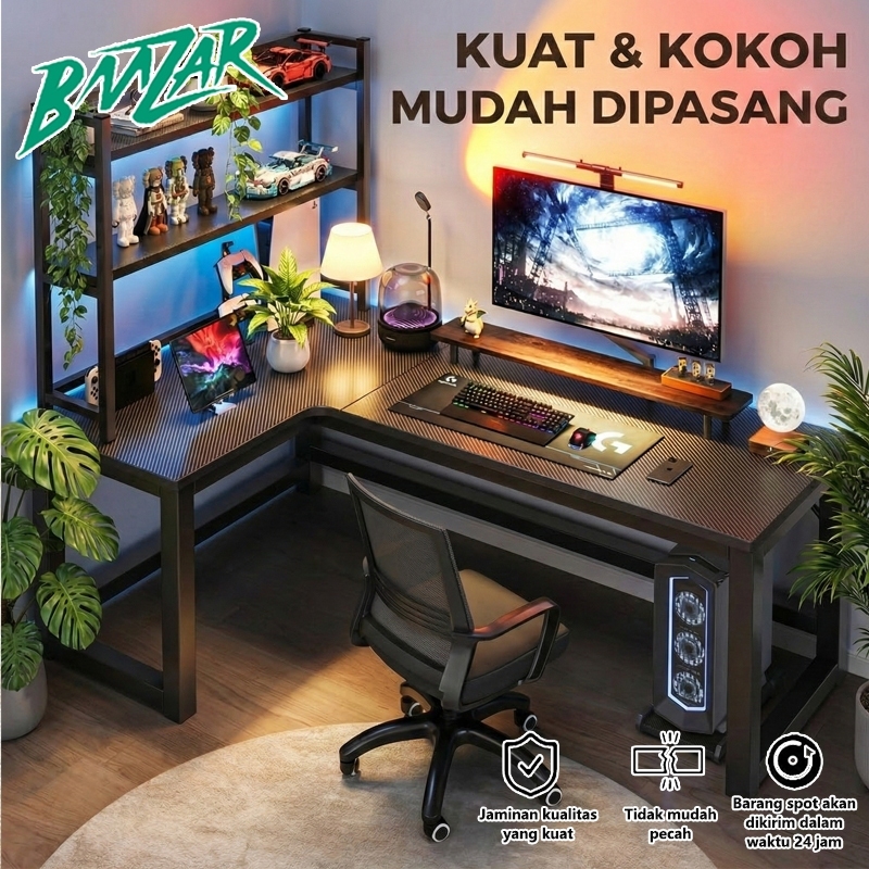 BMZAR Meja Gaming Pola Fiber KarbonMeja Komputer Meja Kerja Meja kantor Meja Belajar Meja Laptop