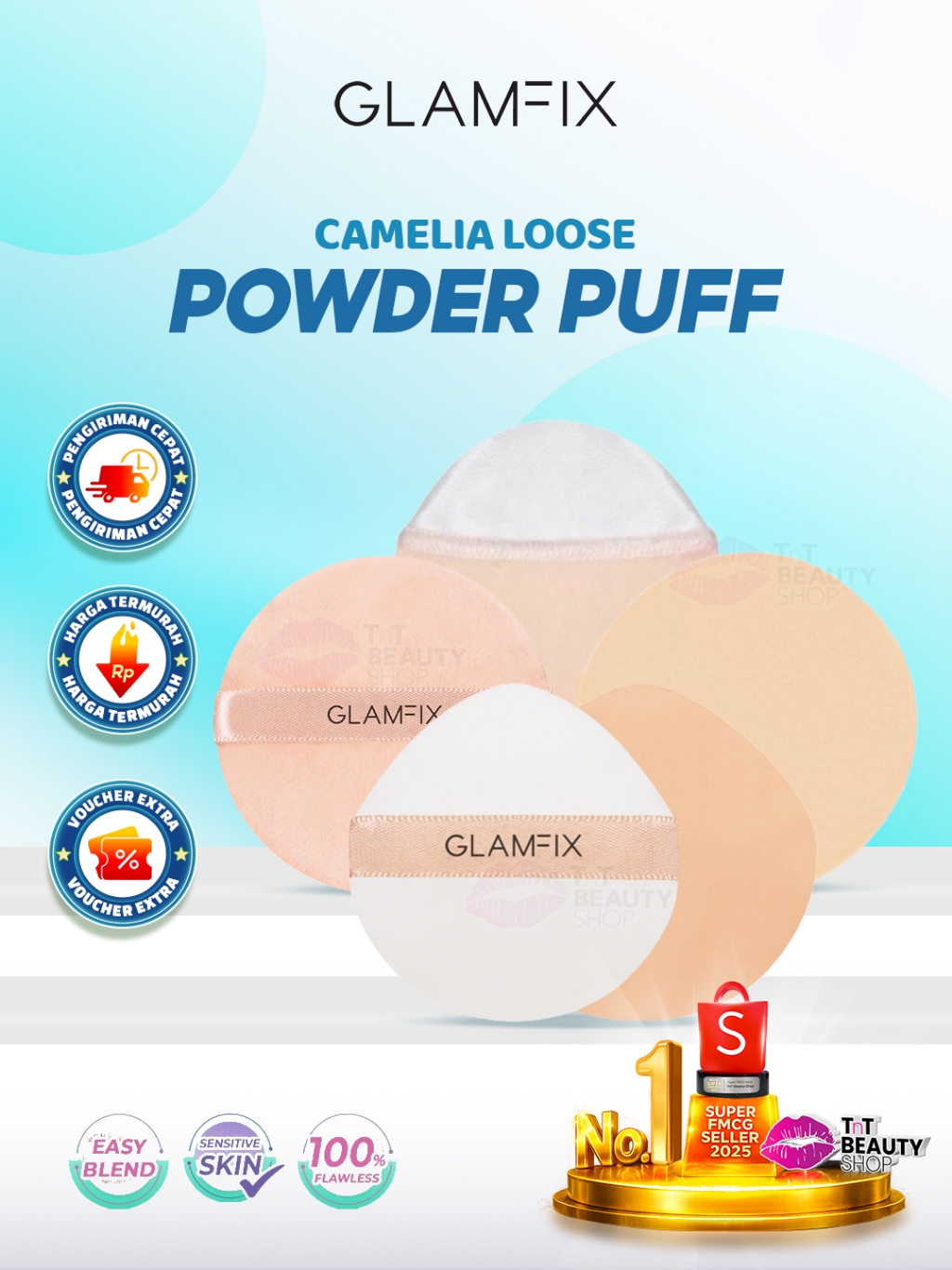 Jual GLAMFIX Camelia Loose Powder Puff - Compact Sponge - Air Cushion ...
