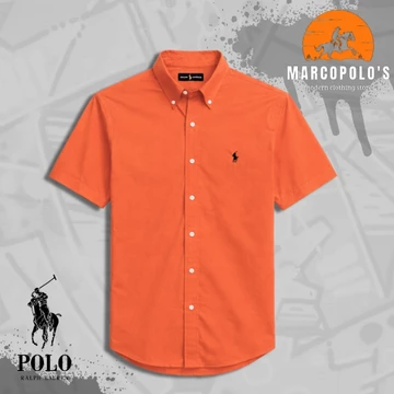 Kemeja Polos Pria Lengan Pendek P.O.L.O'S. Premium Quality. Logo Bordir Casual Model Slimfit