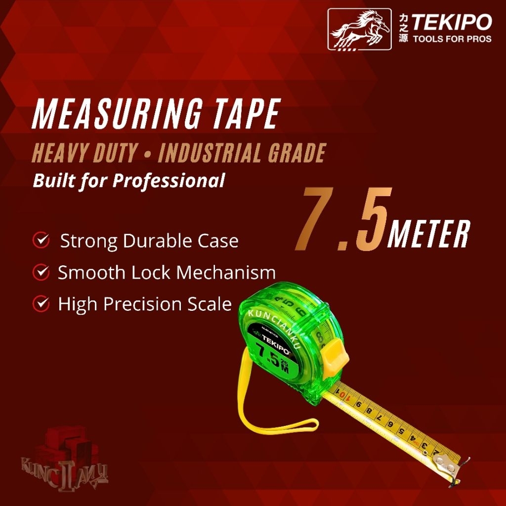 Jual Meteran Transparan 7.5M Tekipo – Roll Meter 7.5 Meter Akurat, Kuat ...