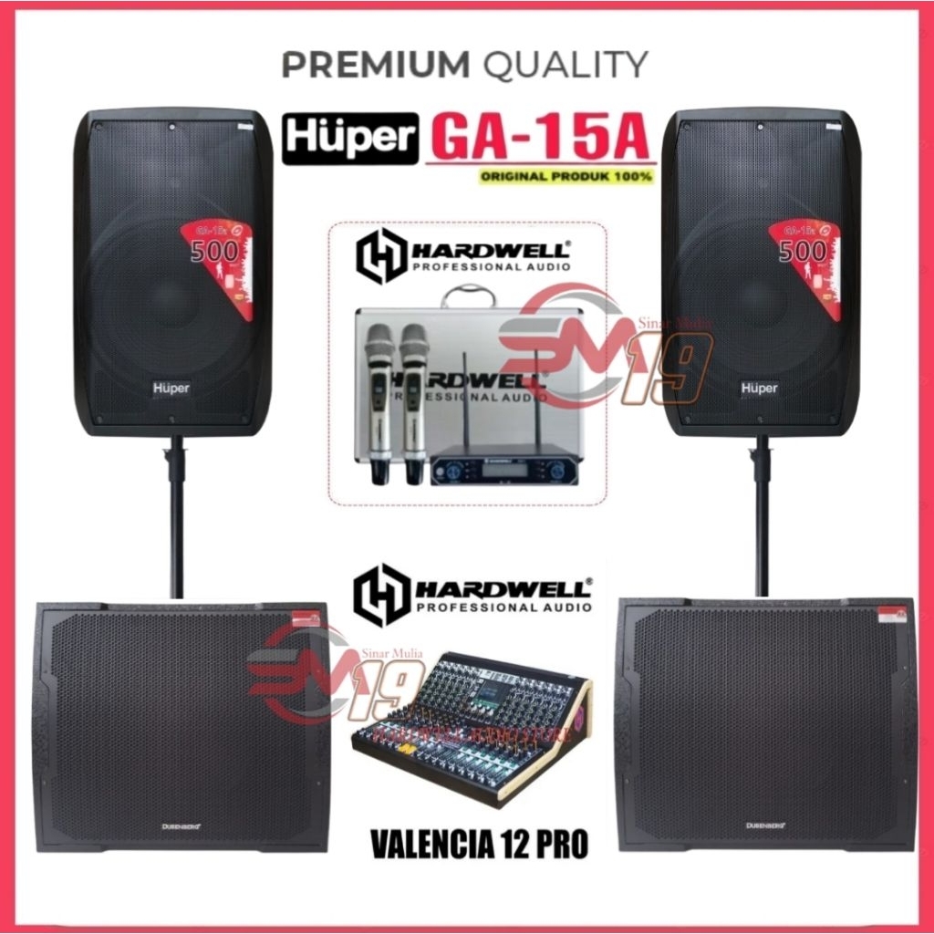 Jual Paket Sound System Outdoor Huper GA 15A Subwoofer Aktif 18 Inch ...