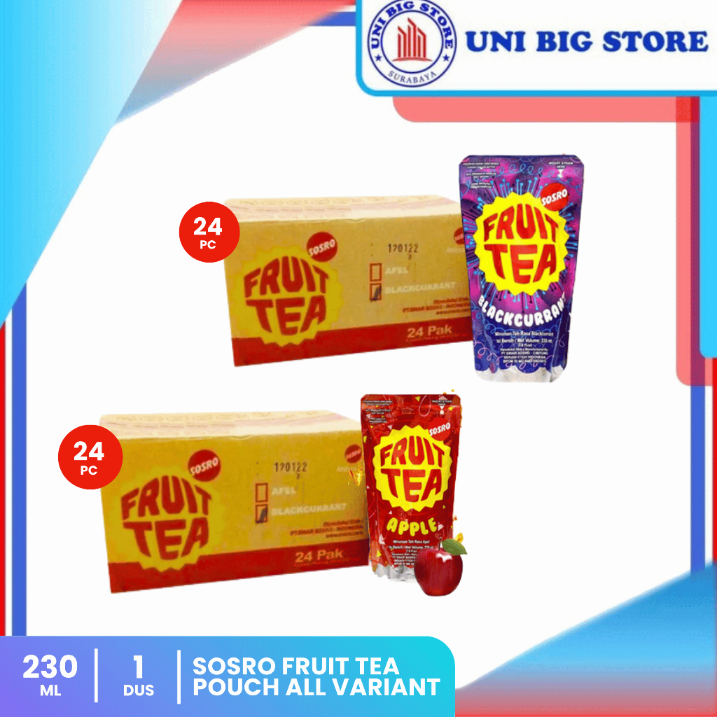 Jual Sosro Fruit Tea Blackcurrant Apple Pouch 200 ml x 24 pcs DUS Teh ...