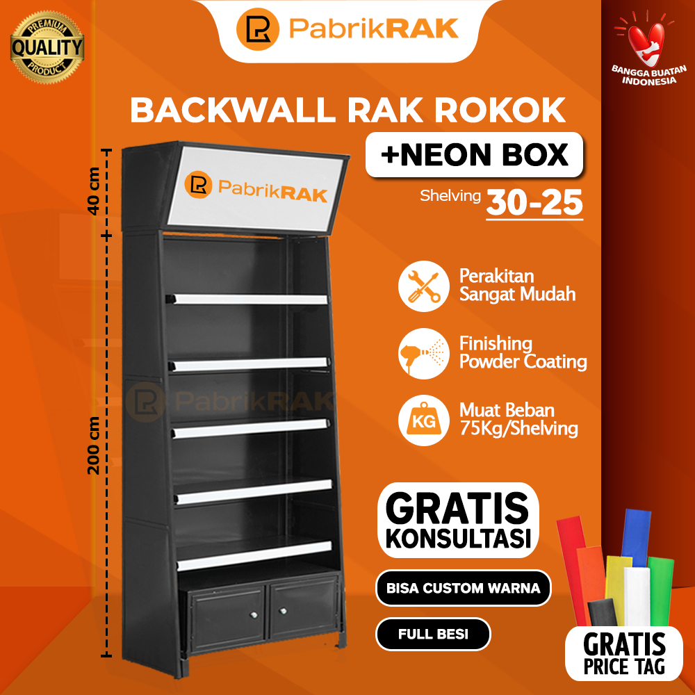 Jual PABRIKRAK Backwall Rak Rokok Kosmetik 2 Meter Rak Display Promosi ...