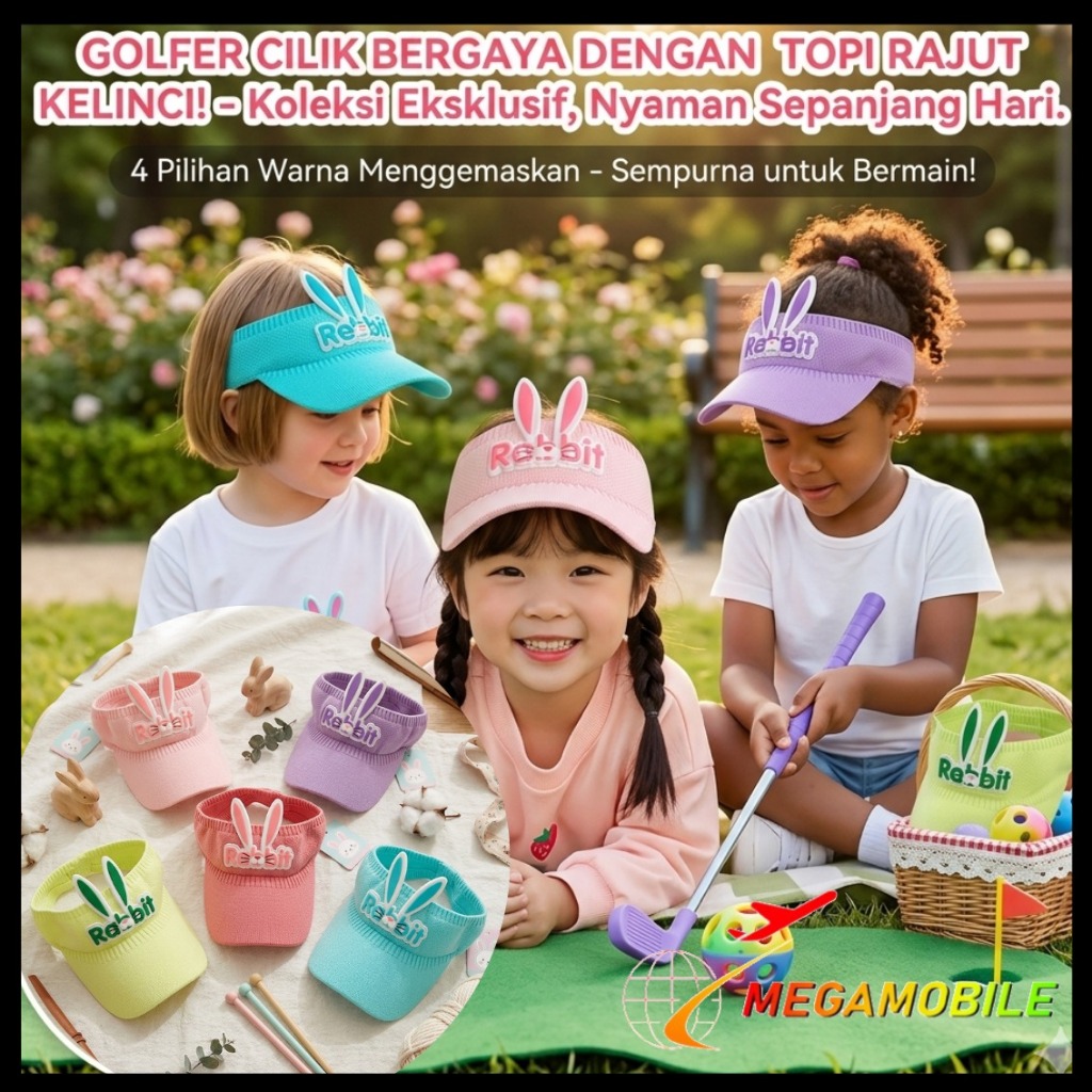 Jual MM - Topi Golf Rajut Anak Motif Rabbit Baseball Cap Sport Senam ...