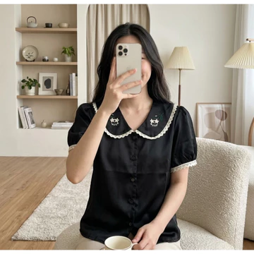 Cotton Bells Resti Top Atasan Kerja Casual Wanita Premium Baju Blouse Lengan Pendek Korea