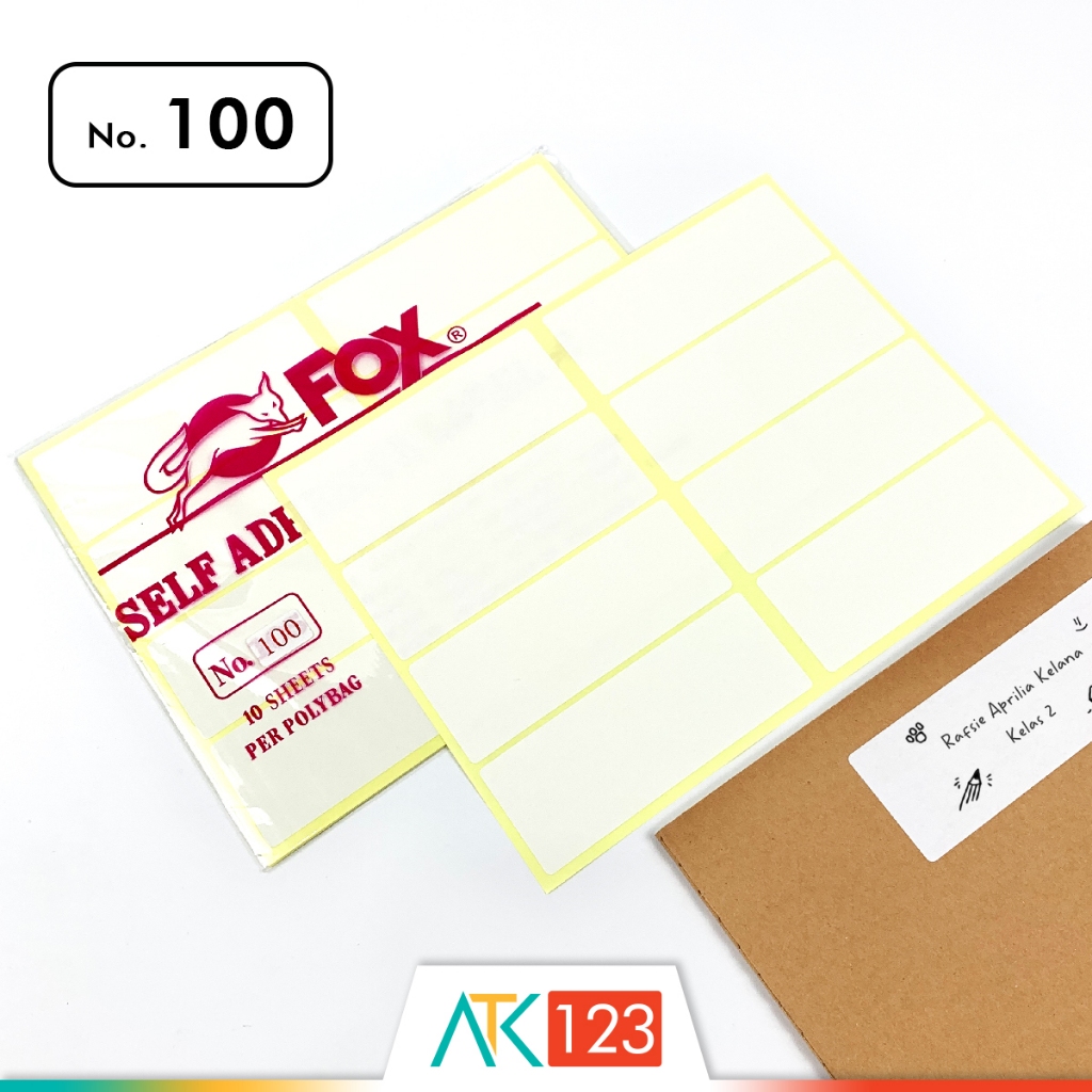 Jual Kertas / Label Stiker Fox No. 100 uk. 38 x 100 mm (Persegi Panjang ...