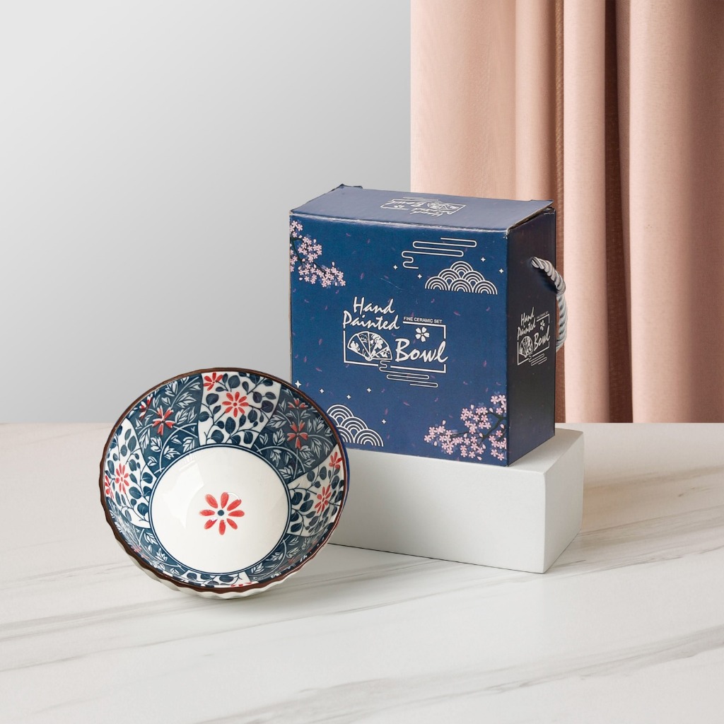 Hampers Mangkok Set Keramik Motif Korea Isi 1 Plus Box / Souvenir Mangkok Keramik Japannase Souvenir Mangkok Set Hampers Kado / Mangkok Kado Wedding / Mangkuk Set Parcel Souvenir Pernikahan