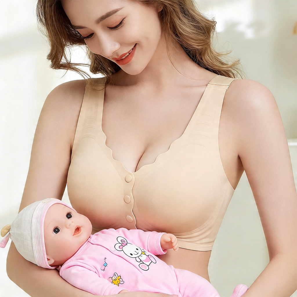 Bra Menyusui Sport Tanpa Kawat Push Up Ringan Kancing Depan