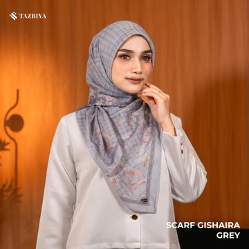 TAZBIYA Scarf Hijab Motif BUKHARA (Hijab Segiempat Square Bahan Voal Motif Islamic Syar'I Raya
