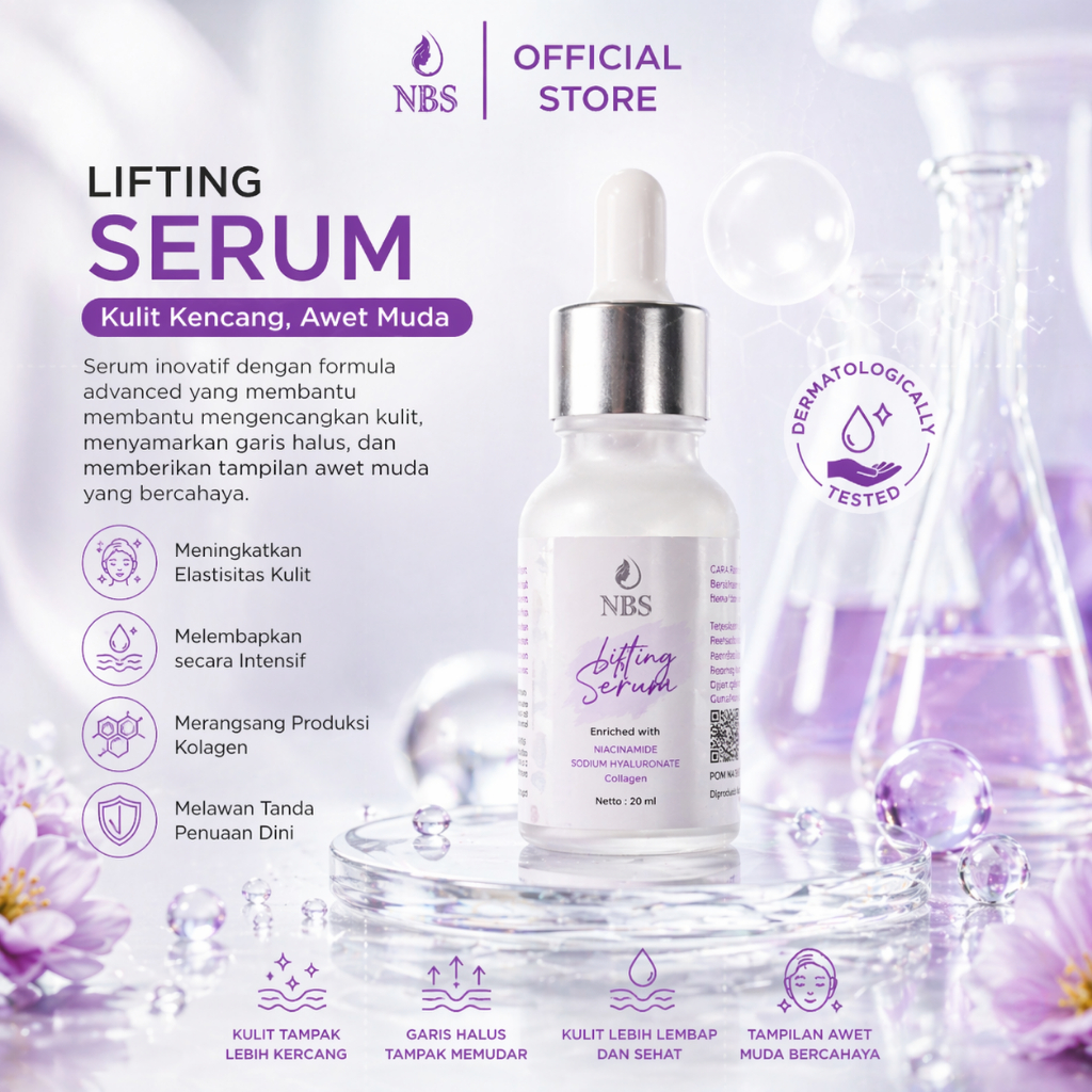 NBS Lifting Serum 15ml | Serum Wajah Kencangkan Kulit & Anti Aging | Samarkan Garis Halus BPOM