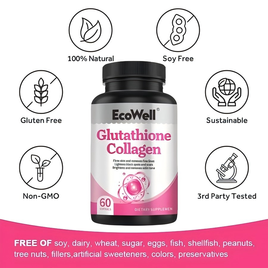 efek samping glutathione Jual + Kolagen menghambat produksi melanin, memudarkan flek, memperbaiki anti penuaan, mengurangi risiko rambut rontok, dan mendorong perbaikan jaringan nia Capsule Count:30 Altrient