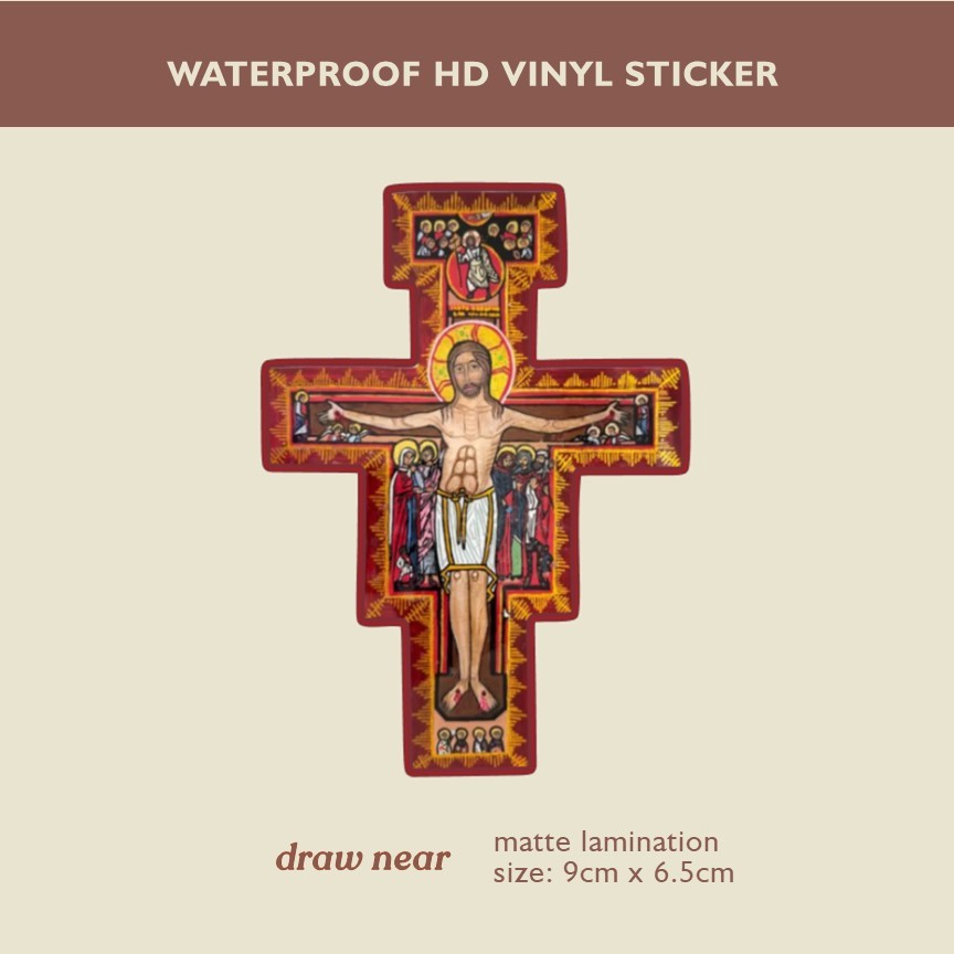 Jual San Damiano Crucifix Icon Sticker Waterproof Vinyl Stiker Sticker ...
