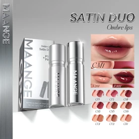 MAANGE Satin Glow Lip Tint Duo Kit Non Sticky Hydrating Lip Glossy Natural Tahan Lama MG CL02
